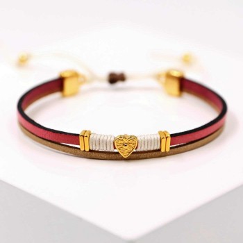 Leather bracelet Golden Heart