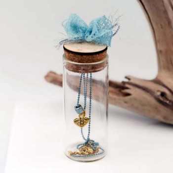 Necklace heart in a glass bottle