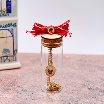 Necklace Strawberry in a bottle