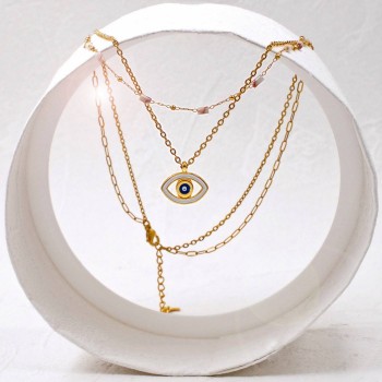 Enamel Eye Layered Necklace