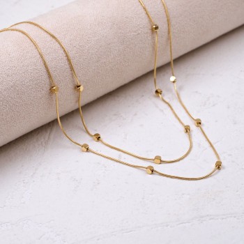 Stainless steel layered chain necklace 