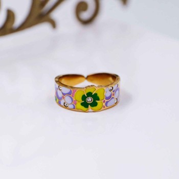 Stainless steel ring with enamel