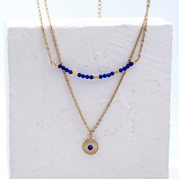 Inox necklace with zircon crystals