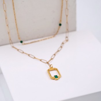 Layered necklace with enamel