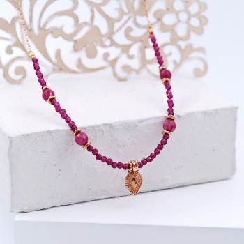Necklace with semi-precious stones and crystals