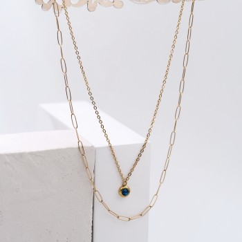 Layered inox necklace with Austrian crystal