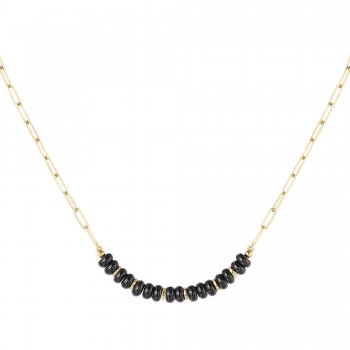 Short inox necklace with semi-precious stones