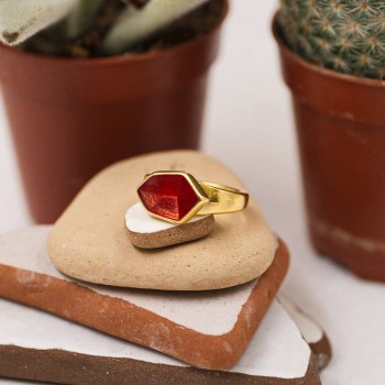 Gold-plated Ring with Enamel