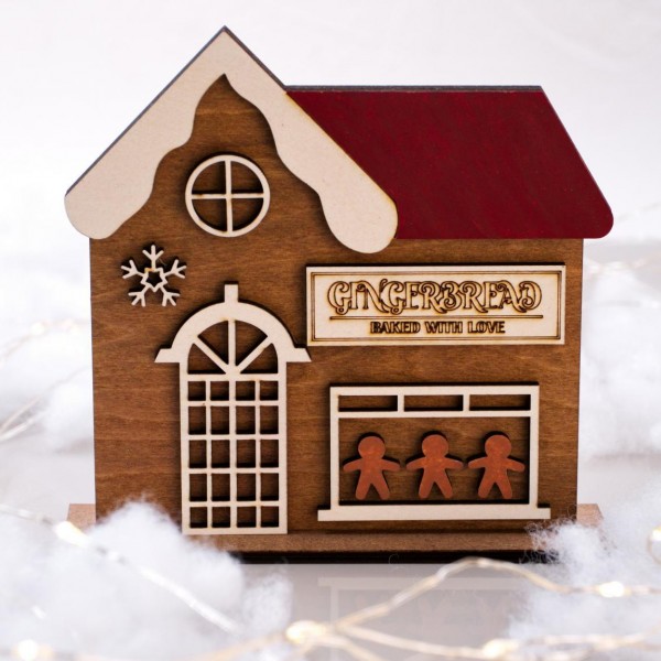 Επιτραπέζιο Χριστουγεννιάτικο Σπιτάκι - Gingerbread Baked with Love Επιτραπέζιο Χριστουγεννιάτικο Σπιτάκι – Ξύλινο, Χειροποίητο, Ελληνικής Κατασκευής