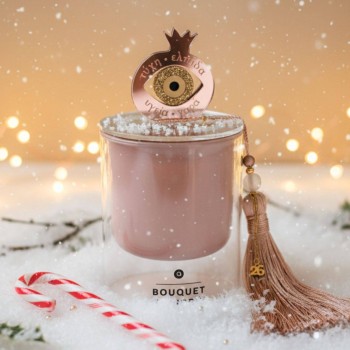 Αρωματικό Κερί Γούρι 2026 με Καπάκι: Ρόδι & Μάτι Γκλίτερ