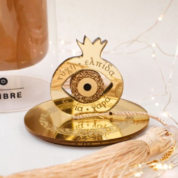 Αρωματικό Κερί Γούρι 2026 με Καπάκι: Ρόδι & Μάτι Γκλίτερ